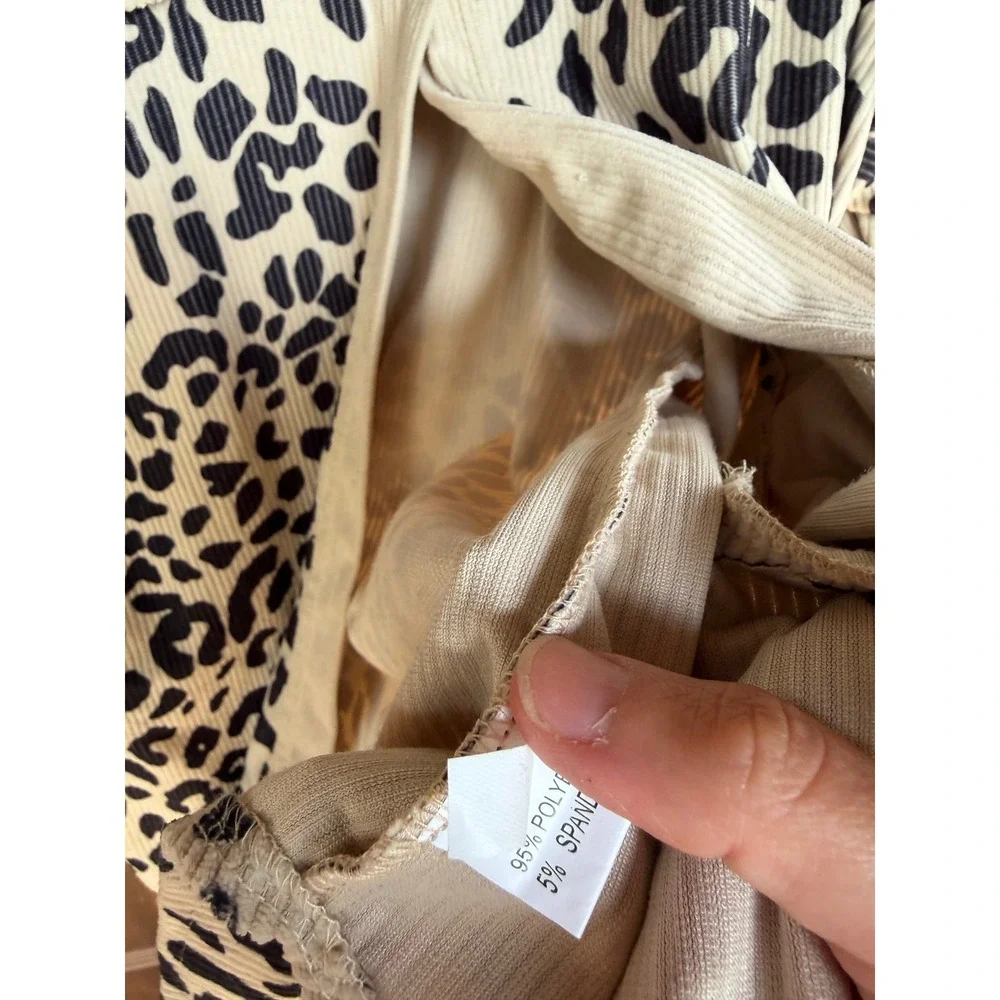 Women's large leopard print fall overcoat corduroy button down shacket overcoat